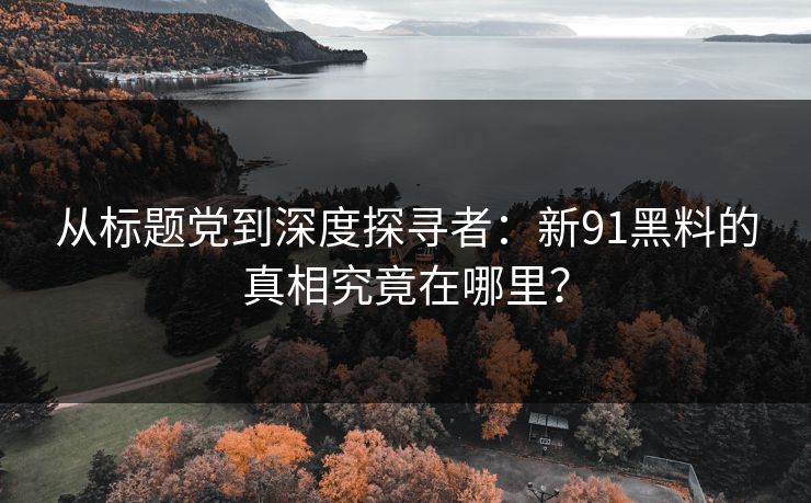 从标题党到深度探寻者：新91黑料的真相究竟在哪里？