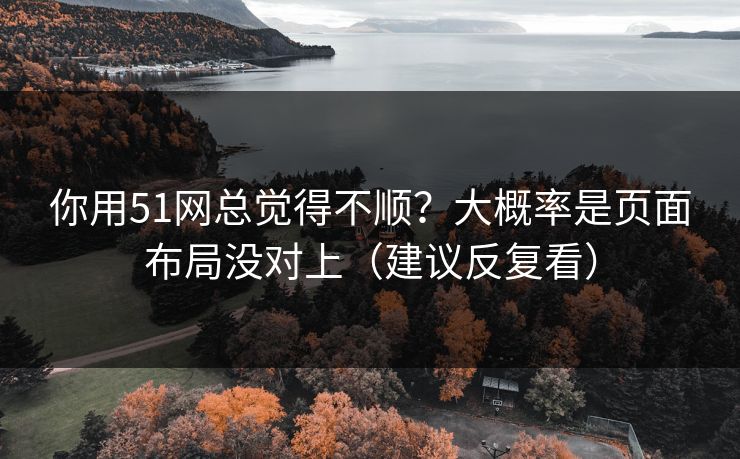 你用51网总觉得不顺？大概率是页面布局没对上（建议反复看）